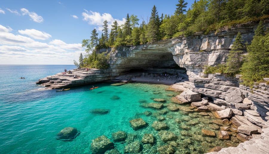 Turquoise waters and limestone formations at the Grotto in Bruce Peninsula National Park
